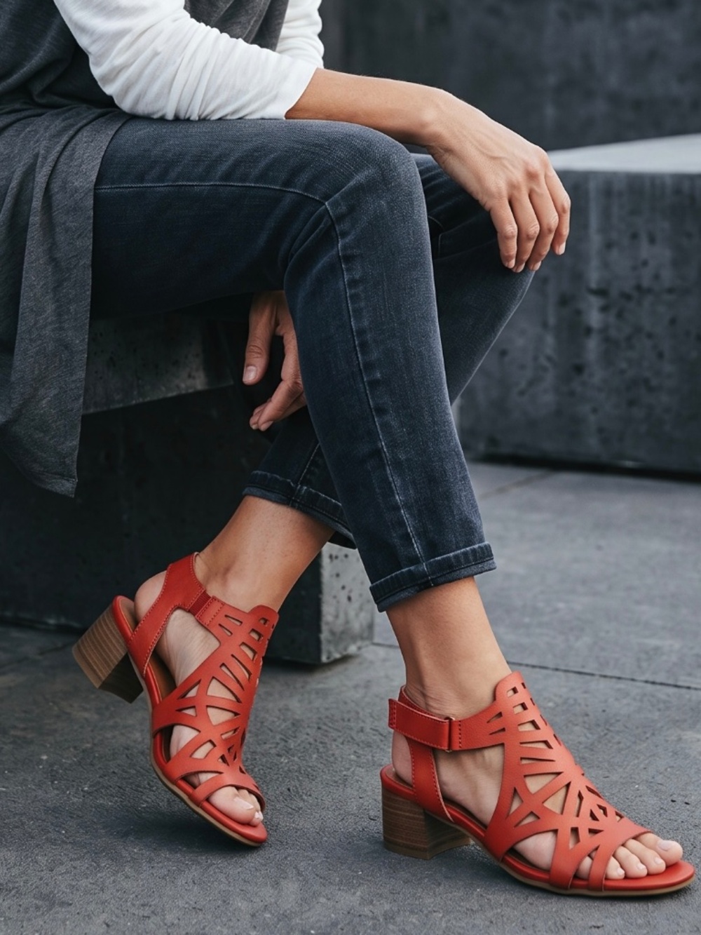 Baretraps Velvet Paprika Block Heel Sandals Size 8M